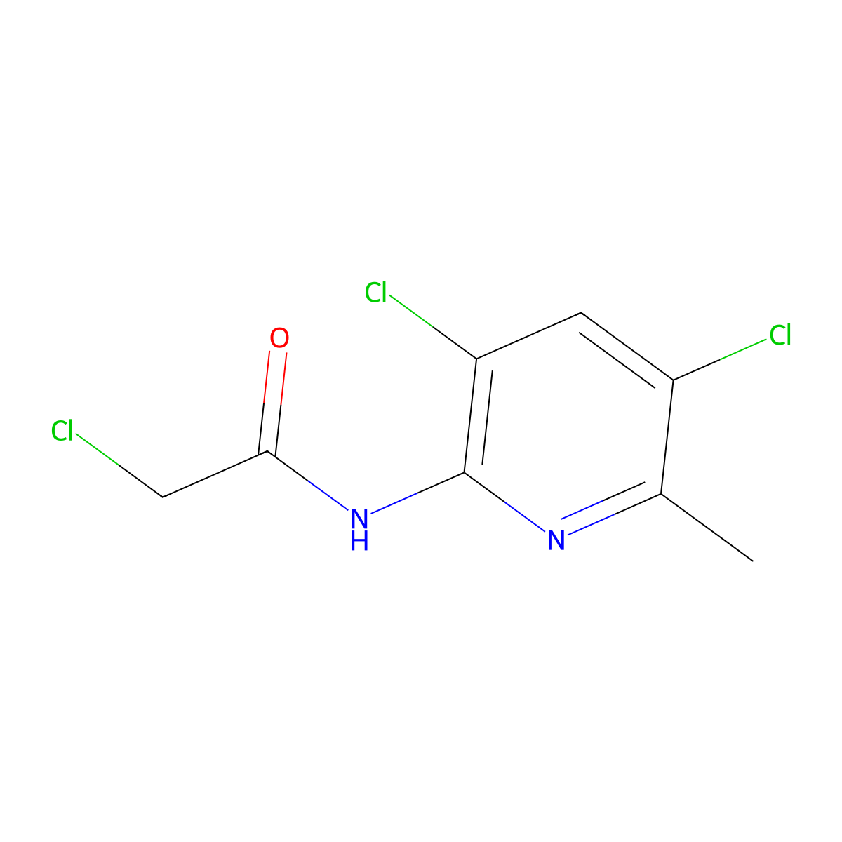 2-chloro-N-(3,5-dichloro-6-methylpyridin-2-yl)acetamide molecular structure, CAS 726152-66-5