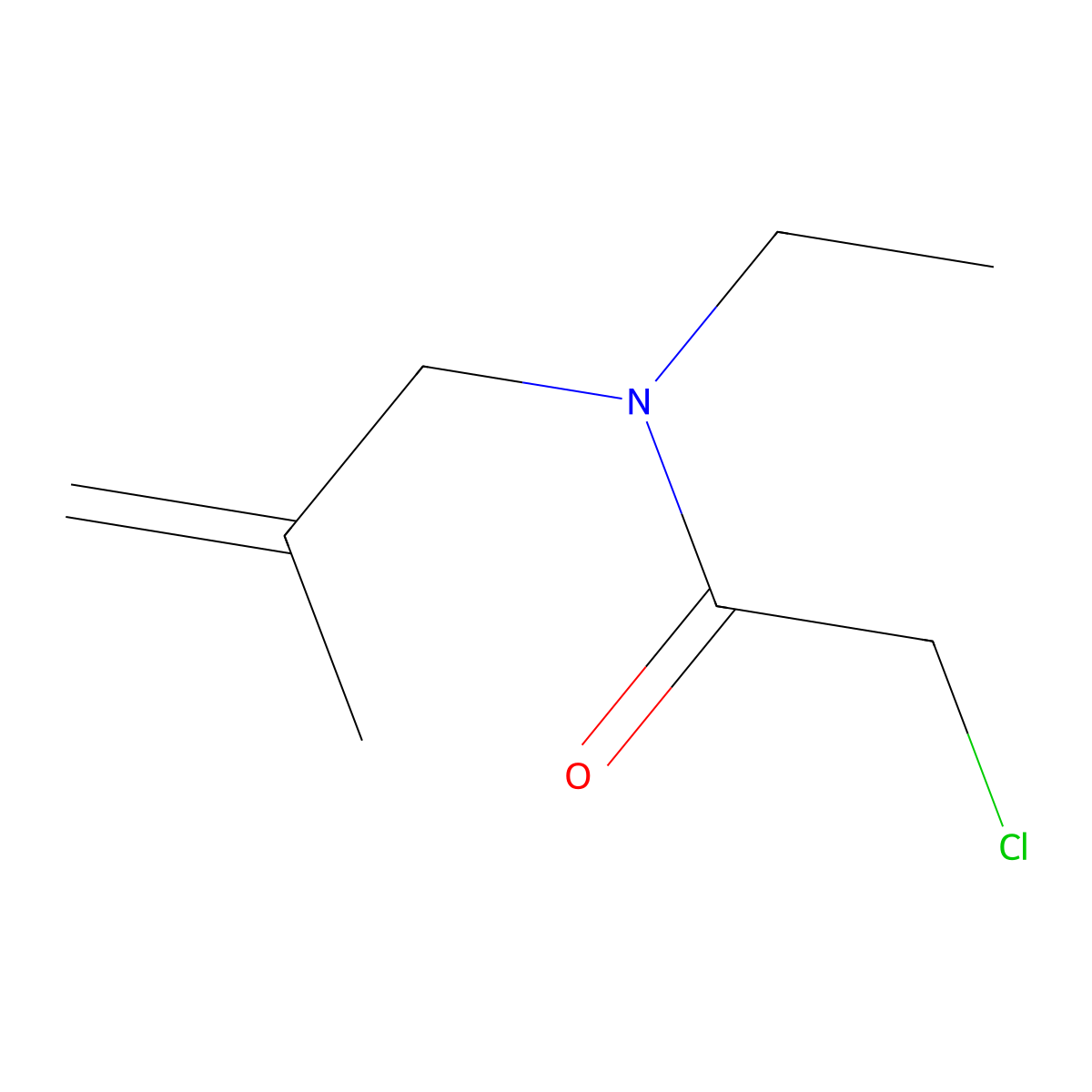 2-chloro-N-ethyl-N-(2-methylprop-2-en-1-yl)acetamide molecular structure, CAS 726153-07-7