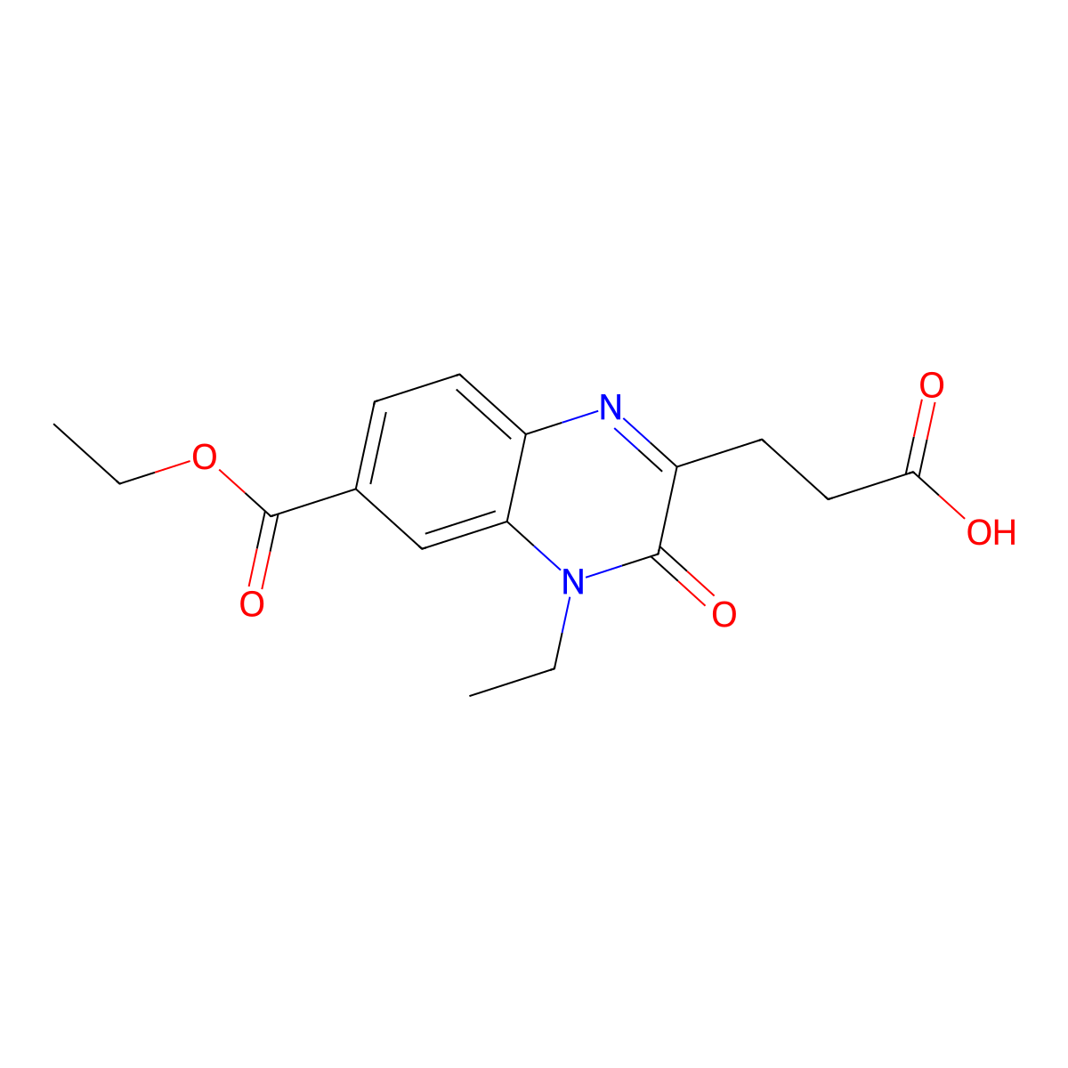 3-[6-(Ethoxycarbonyl)-4-ethyl-3-oxo-3,4-dihydroquinoxalin-2-yl]propanoic acid molecular structure, CAS 726153-69-1