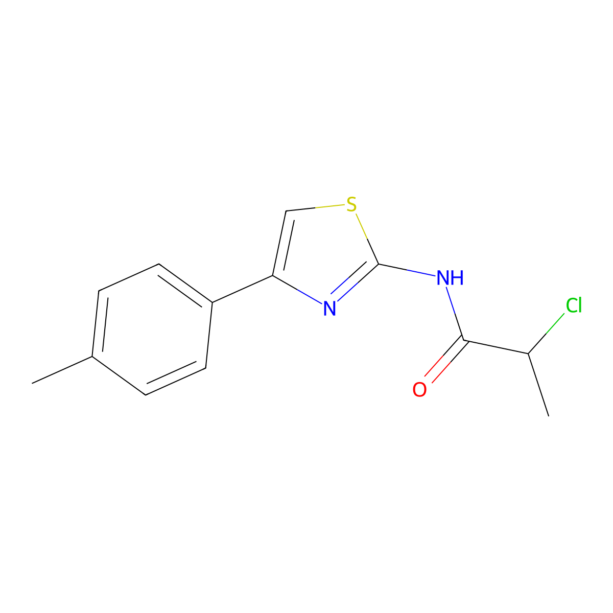 2-chloro-N-[4-(4-methylphenyl)-1,3-thiazol-2-yl]propanamide molecular structure, CAS 726154-21-8