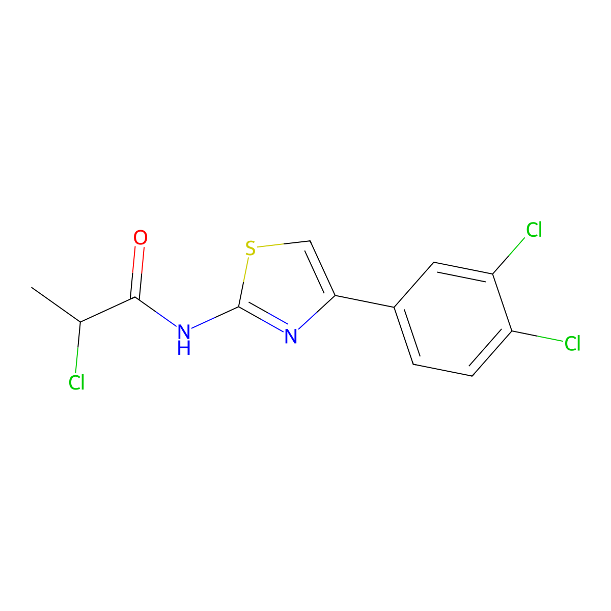 2-chloro-N-[4-(3,4-dichlorophenyl)-1,3-thiazol-2-yl]propanamide molecular structure, CAS 726154-28-5