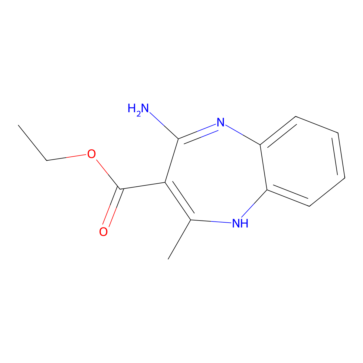 ethyl 4-amino-2-methyl-1H-1,5-benzodiazepine-3-carboxylate molecular structure, CAS 726154-63-8