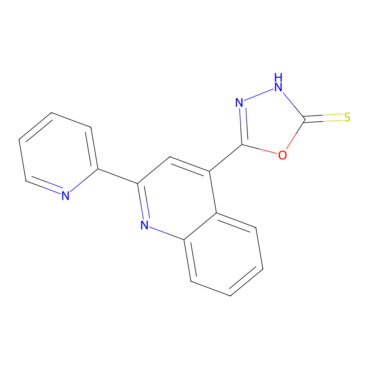 5-[2-(Pyridin-2-yl)quinolin-4-yl]-1,3,4-oxadiazole-2-thiol molecular structure, CAS 726154-95-6