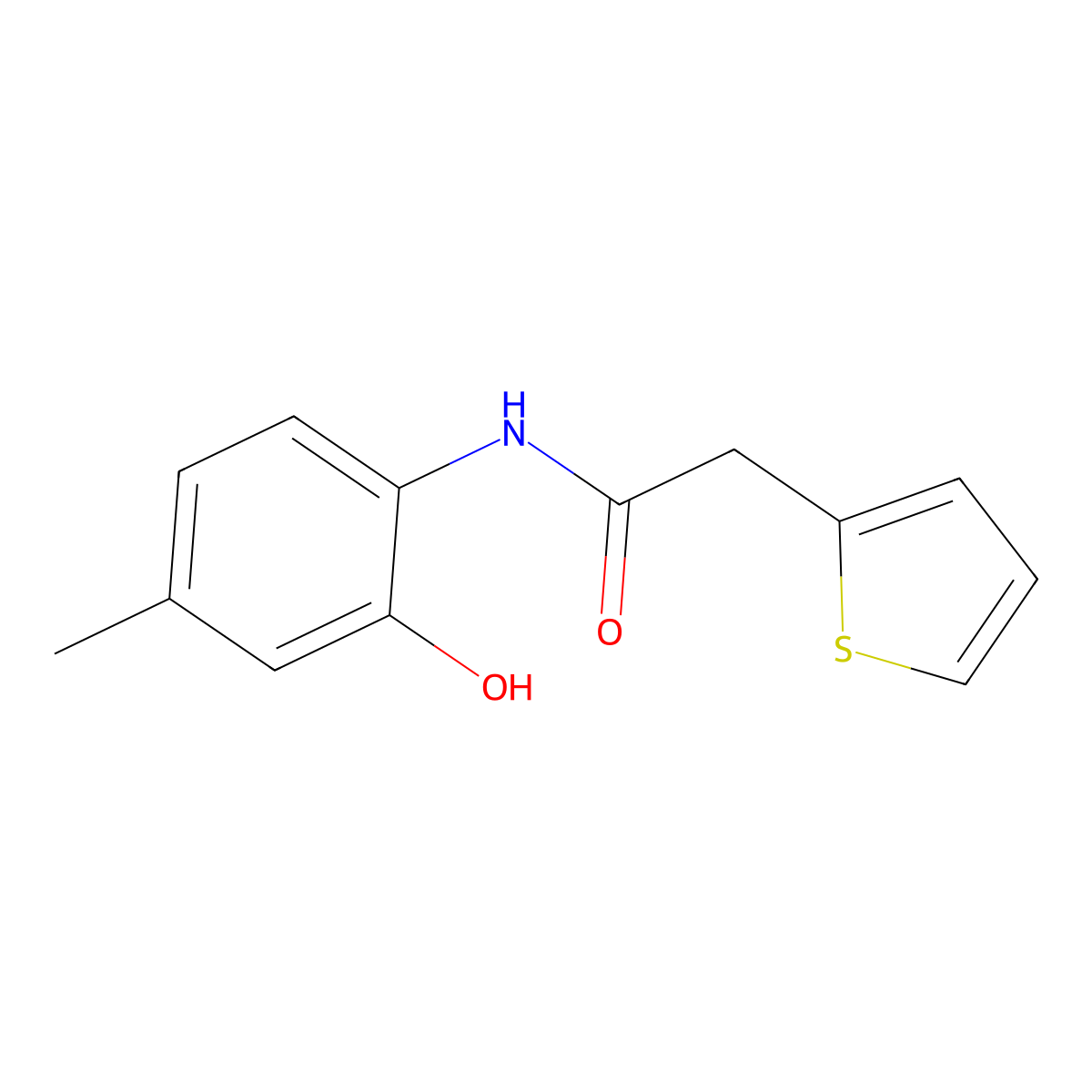 N-(2-hydroxy-4-methylphenyl)-2-thiophen-2-ylacetamide molecular structure, CAS 726155-28-8