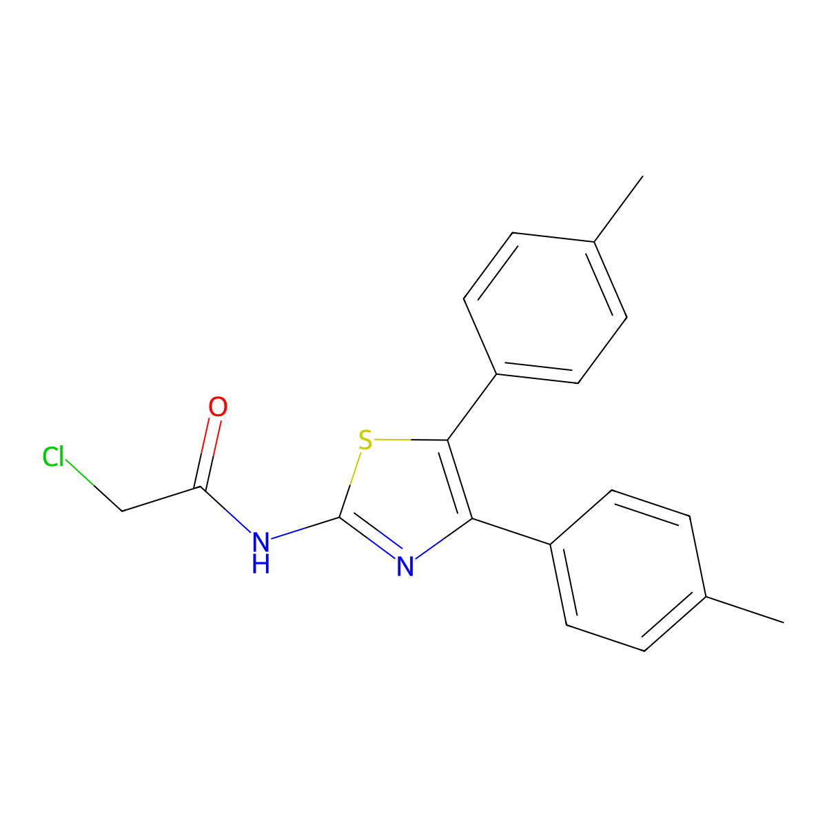 N-[4,5-bis(4-methylphenyl)-1,3-thiazol-2-yl]-2-chloroacetamide molecular structure, CAS 726157-04-6
