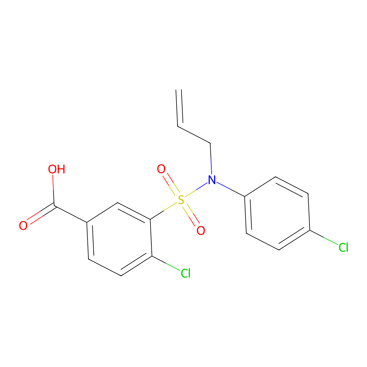 4-Chloro-3-[(4-chlorophenyl)(prop-2-en-1-yl)sulfamoyl]benzoic acid molecular structure, CAS 726157-10-4