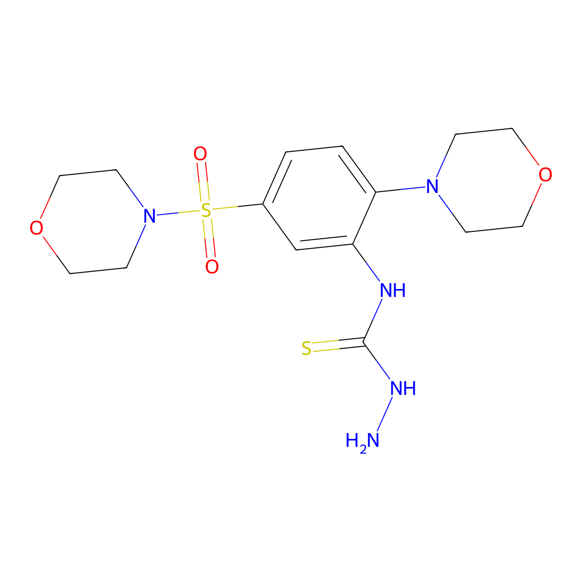 3-Amino-1-[2-(morpholin-4-YL)-5-(morpholine-4-sulfonyl)phenyl]thiourea molecular structure, CAS 726157-30-8