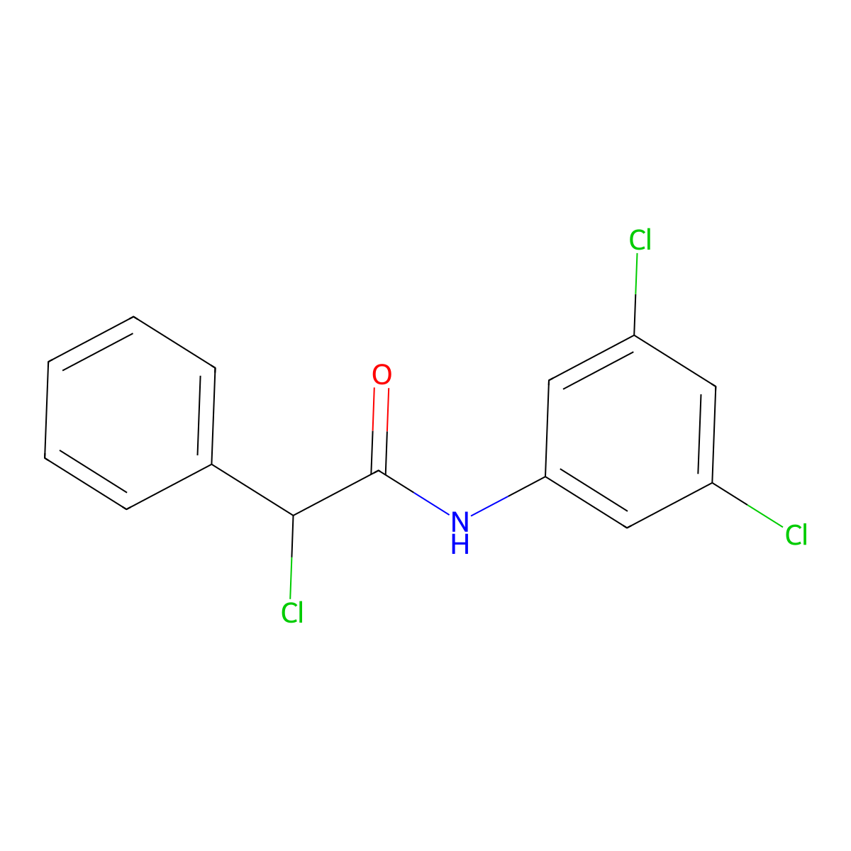 2-chloro-N-(3,5-dichlorophenyl)-2-phenylacetamide molecular structure, CAS 726157-37-5