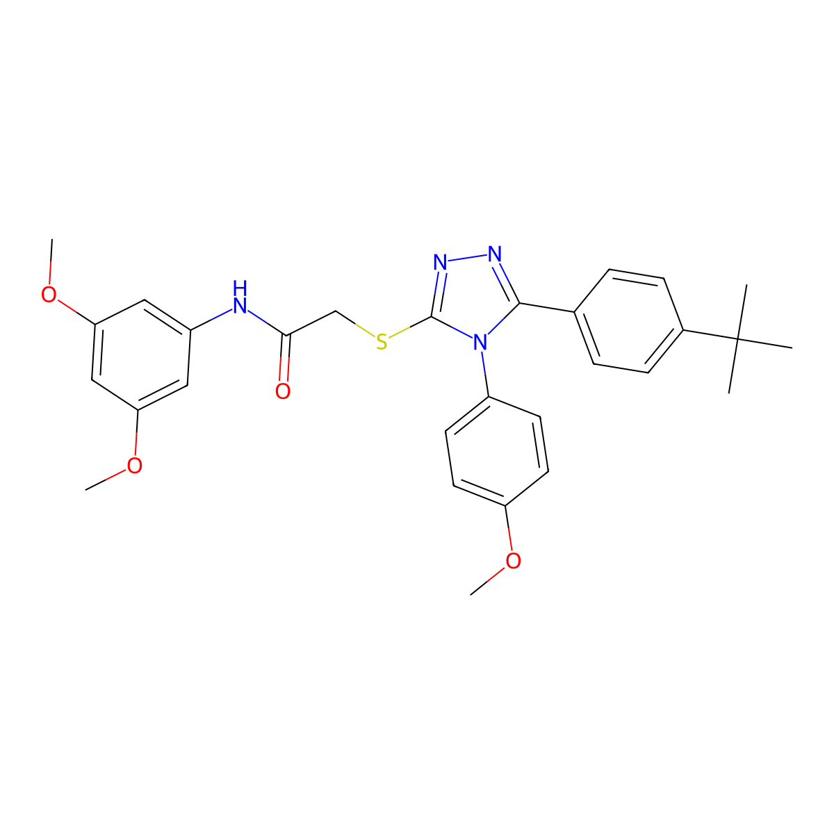 2-{[5-(4-tert-butylphenyl)-4-(4-methoxyphenyl)-4H-1,2,4-triazol-3-yl]sulfanyl}-N-(3,5-dimethoxyphenyl)acetamide molecular structure, CAS 726157-92-2