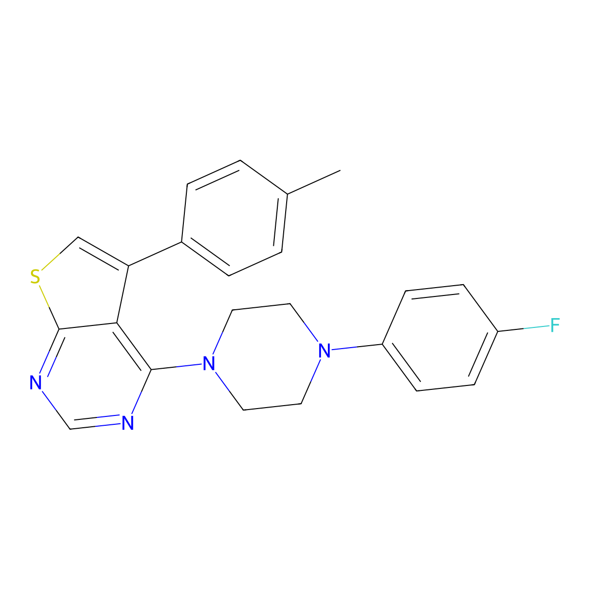4-[4-(4-Fluorophenyl)piperazinyl]-5-(4-methylphenyl)thiopheno[2,3-d]pyrimidine molecular structure, CAS 726159-84-8