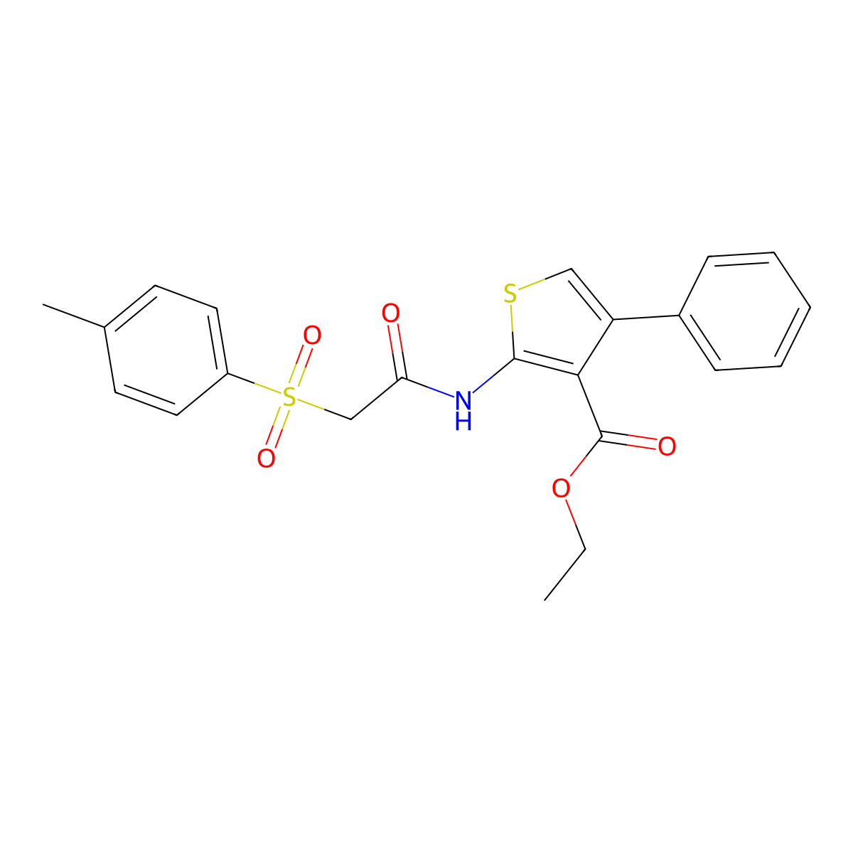 Ethyl 4-phenyl-2-(2-tosylacetamido)thiophene-3-carboxylate molecular structure, CAS 726159-98-4
