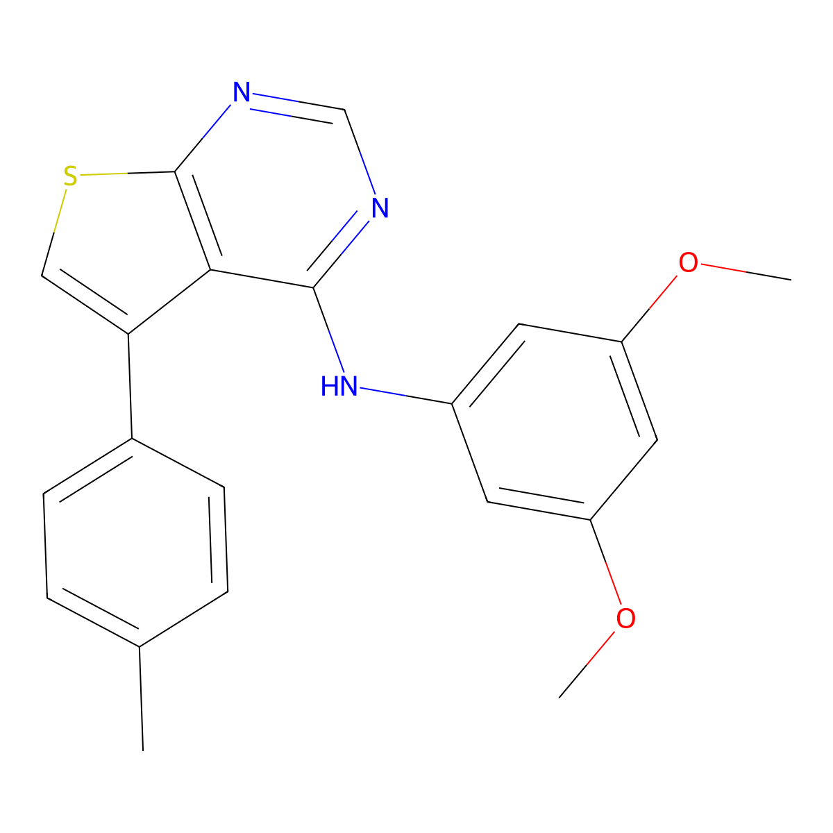 N-(3,5-dimethoxyphenyl)-5-(4-methylphenyl)thieno[2,3-d]pyrimidin-4-amine molecular structure, CAS 726160-21-0