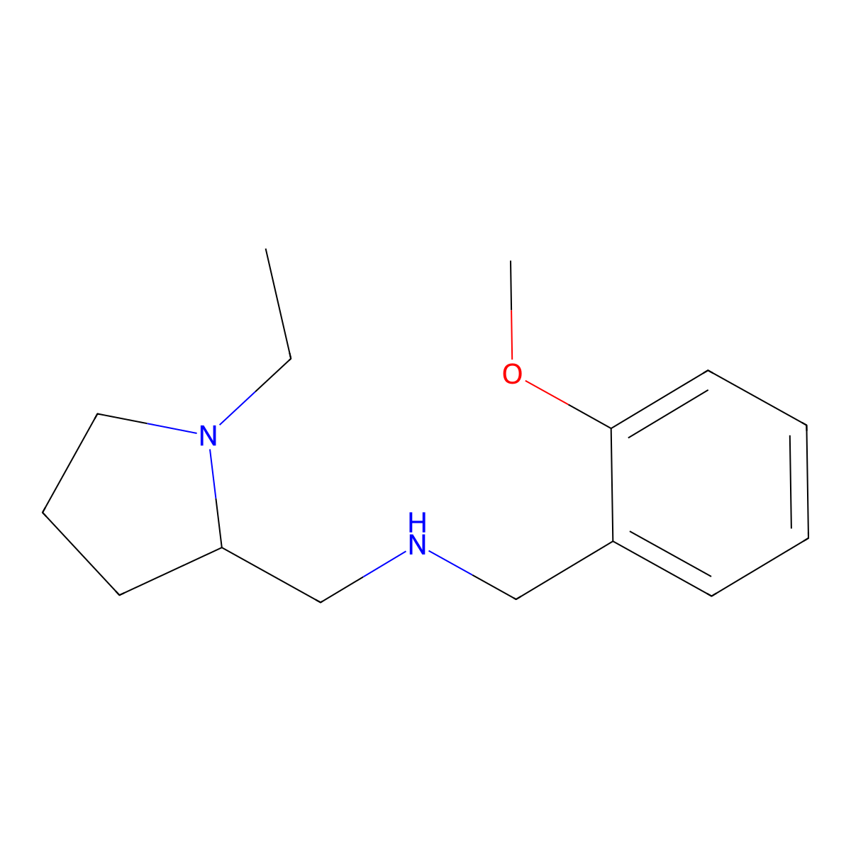 (1-Ethyl-pyrrolidin-2-ylmethyl)-(2-methoxy-benzyl)-amine molecular structure, CAS 726162-66-9