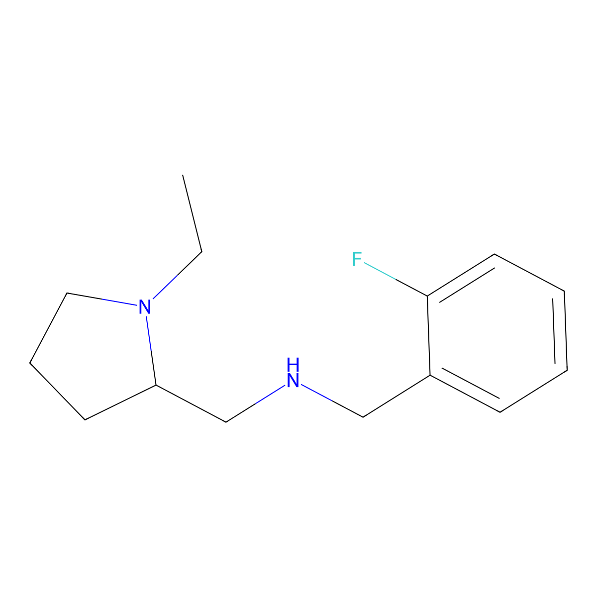 (1-Ethyl-pyrrolidin-2-ylmethyl)-(2-fluoro-benzyl)-amine molecular structure, CAS 726162-88-5