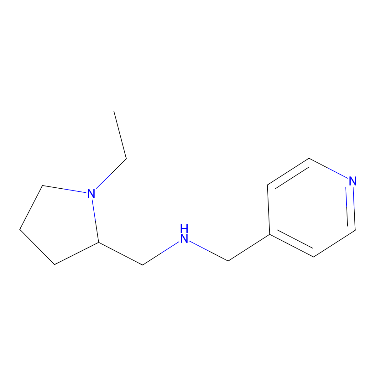 1-(1-ethylpyrrolidin-2-yl)-N-(pyridin-4-ylmethyl)methanamine molecular structure, CAS 726162-94-3