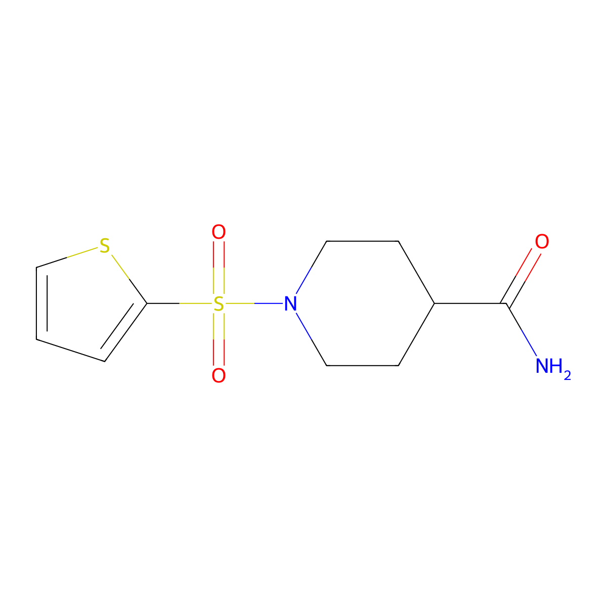 1-Thiophen-2-ylsulfonylpiperidine-4-carboxamide molecular structure, CAS 726164-46-1