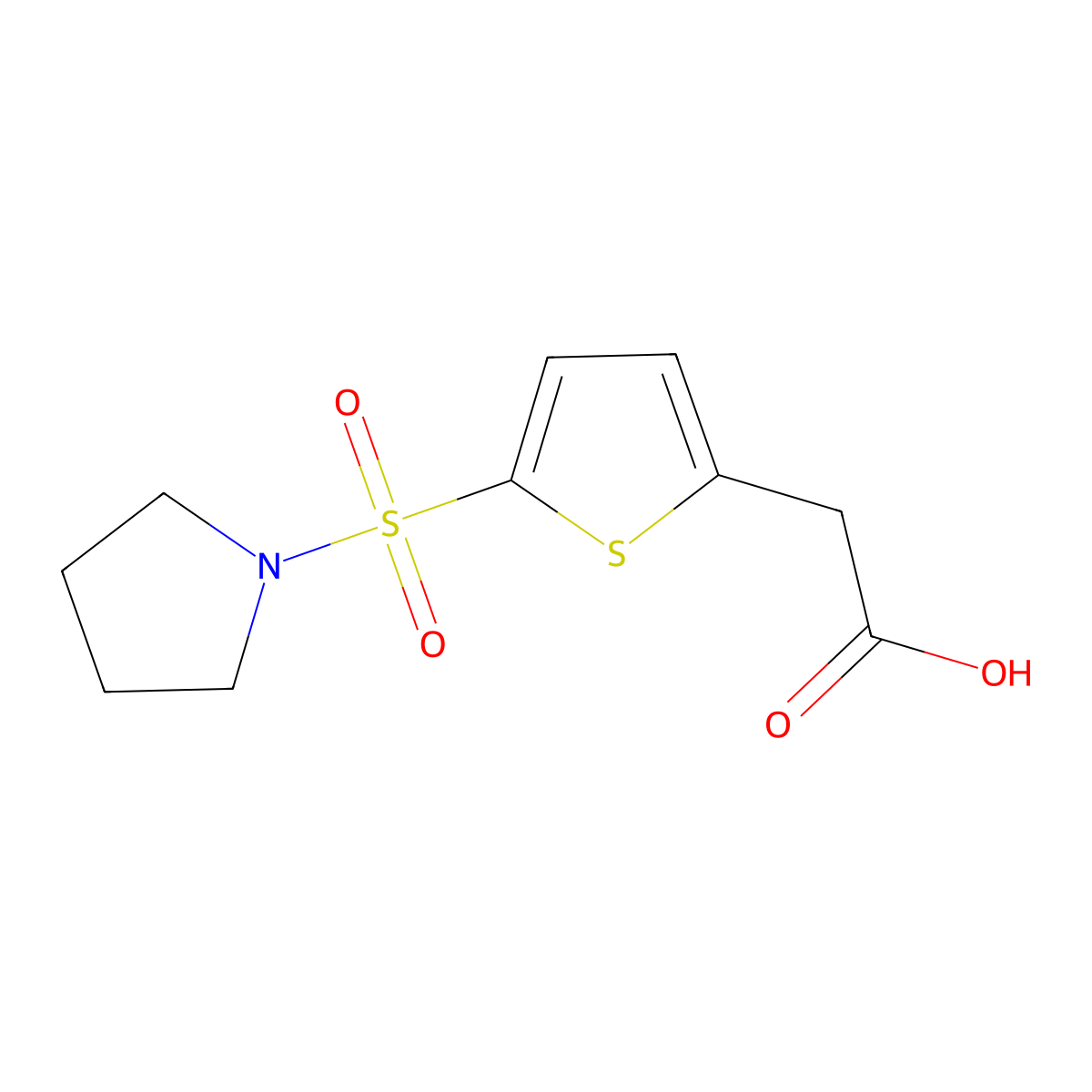 2-(5-(Pyrrolidine-1-sulfonyl)thiophen-2-yl)acetic acid molecular structure, CAS 726165-21-5