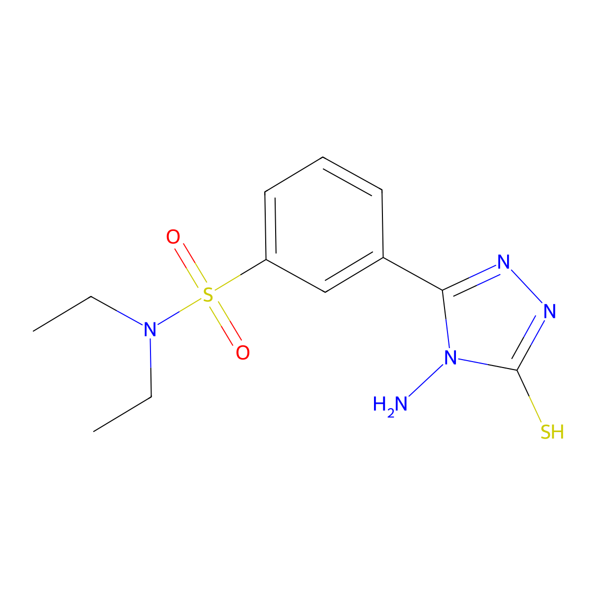3-(4-amino-5-sulfanyl-4H-1,2,4-triazol-3-yl)-N,N-diethylbenzene-1-sulfonamide molecular structure, CAS 726165-22-6