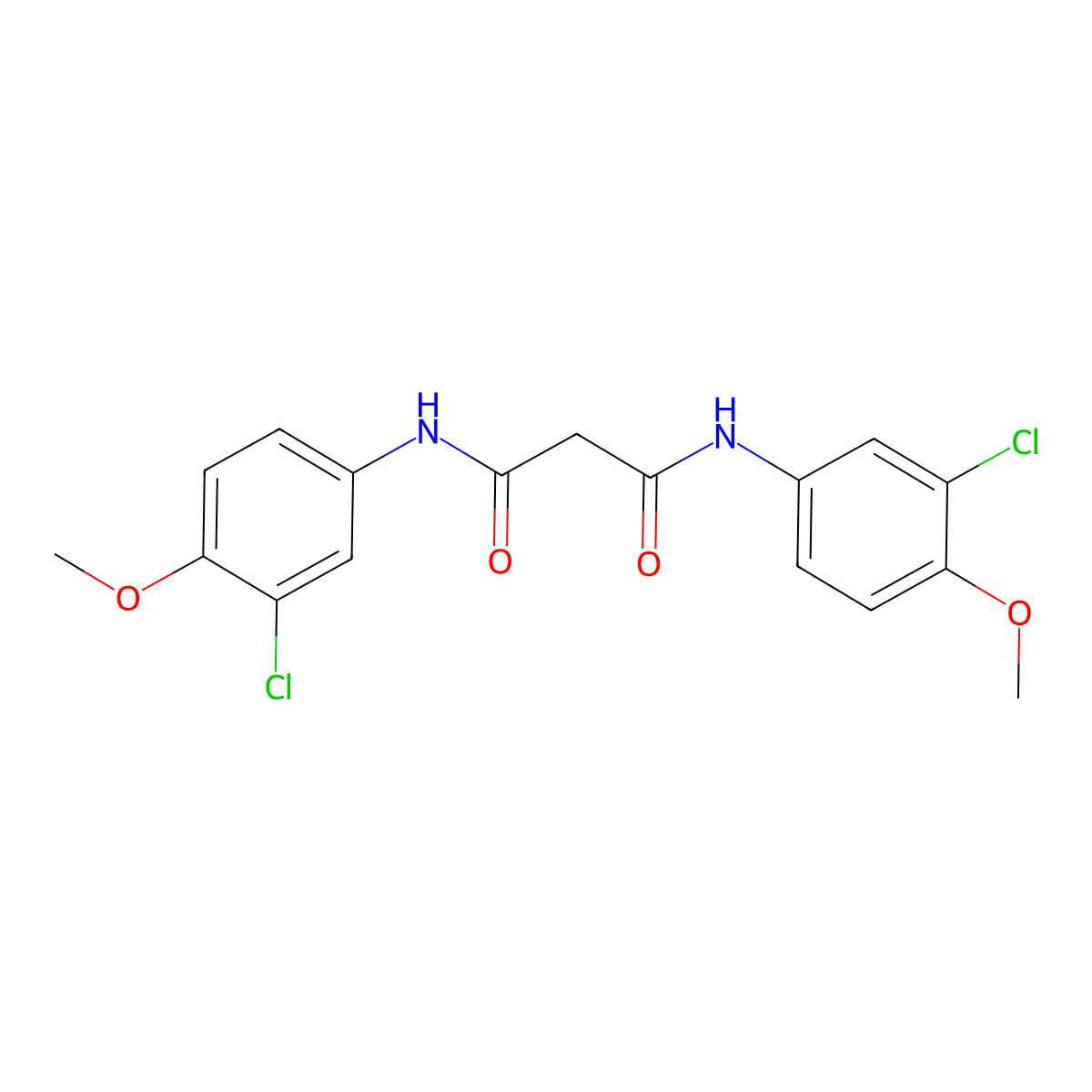 N,N'-bis(3-chloro-4-methoxyphenyl)propanediamide molecular structure, CAS 726165-24-8