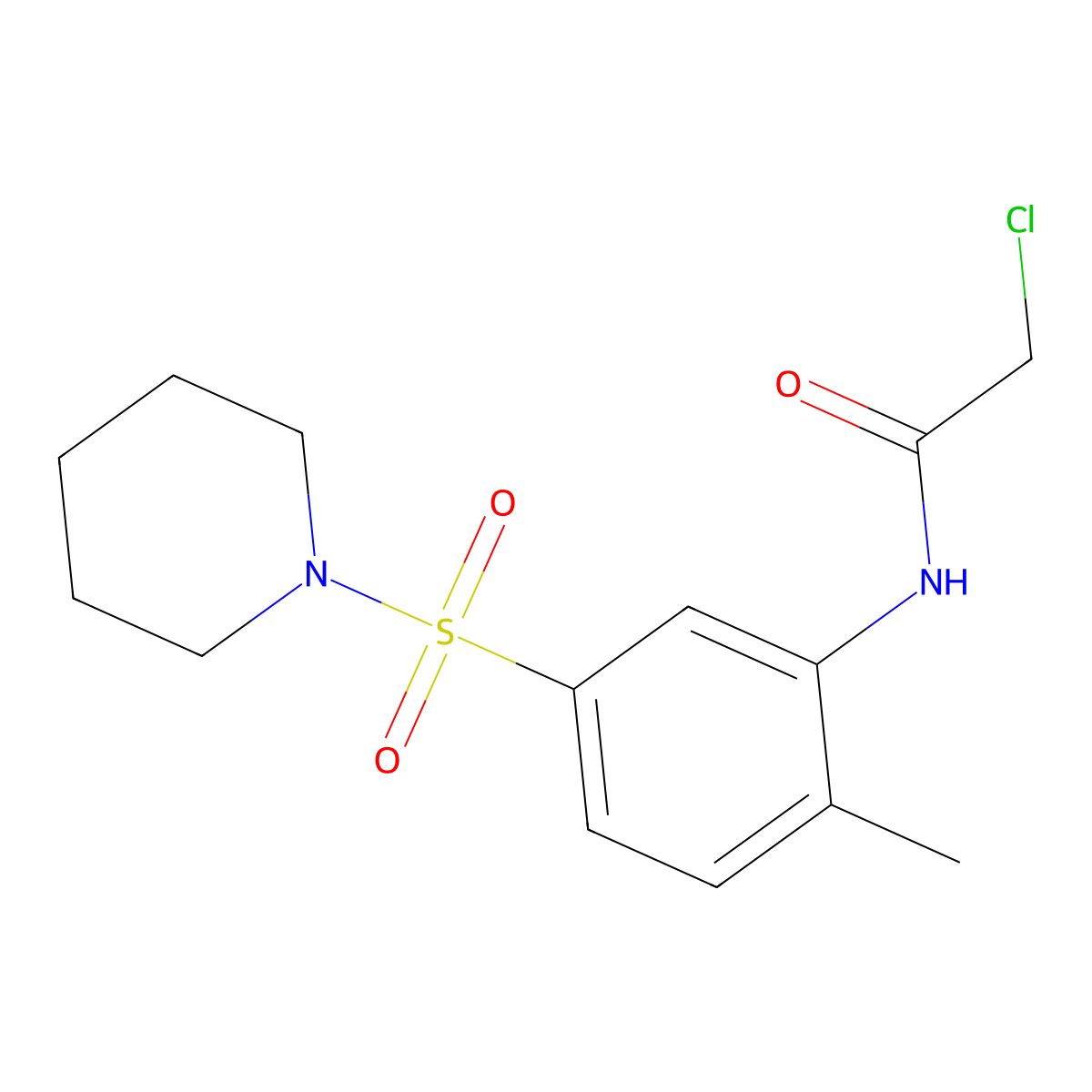 2-chloro-N-[2-methyl-5-(piperidine-1-sulfonyl)phenyl]acetamide molecular structure, CAS 726165-25-9