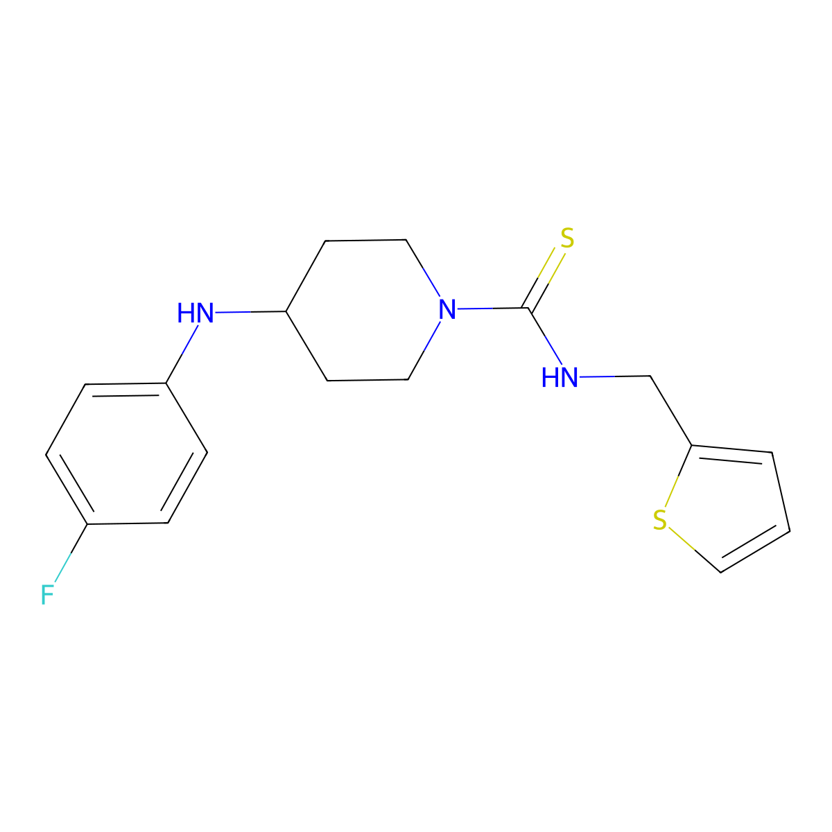 4-(4-fluoroanilino)-N-(thiophen-2-ylmethyl)piperidine-1-carbothioamide molecular structure, CAS 726166-75-2