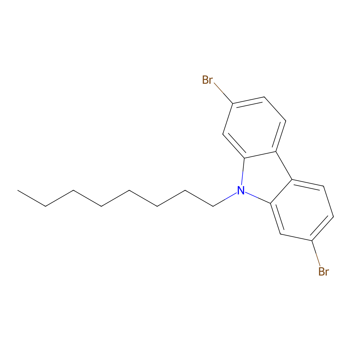 2,7-Dibromo-9-n-octylcarbazole molecular structure, CAS 726169-75-1