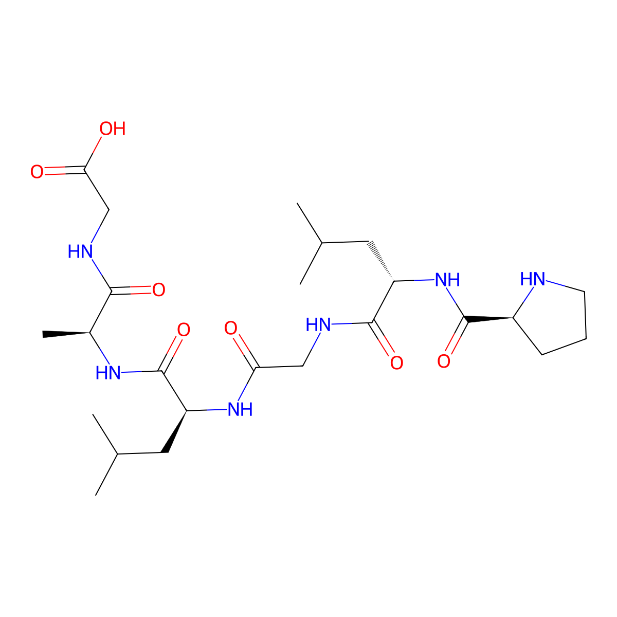 Glycine, L-prolyl-L-leucylglycyl-L-leucyl-L-alanyl- molecular structure, CAS 726172-45-8
