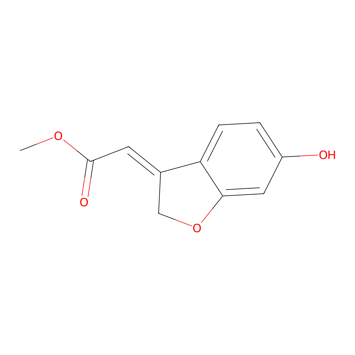 Methyl (6-hydroxy-1-benzofuran-3(2H)-ylidene)acetate molecular structure, CAS 726174-52-3