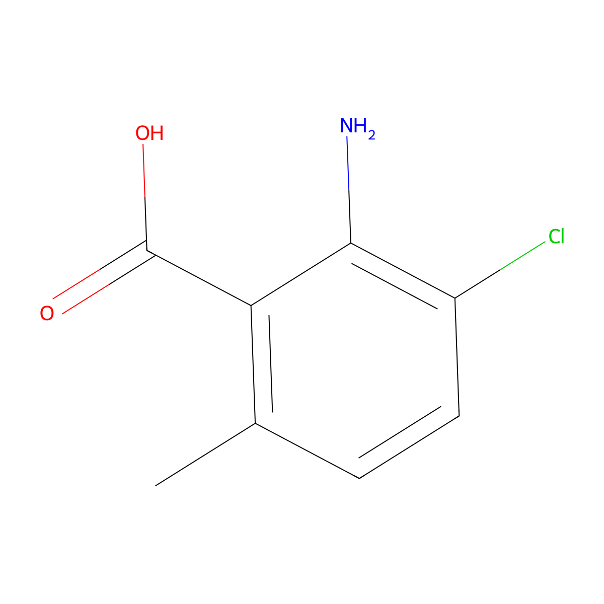 2-Amino-3-chloro-6-methylbenzoic acid molecular structure, CAS 72618-63-4