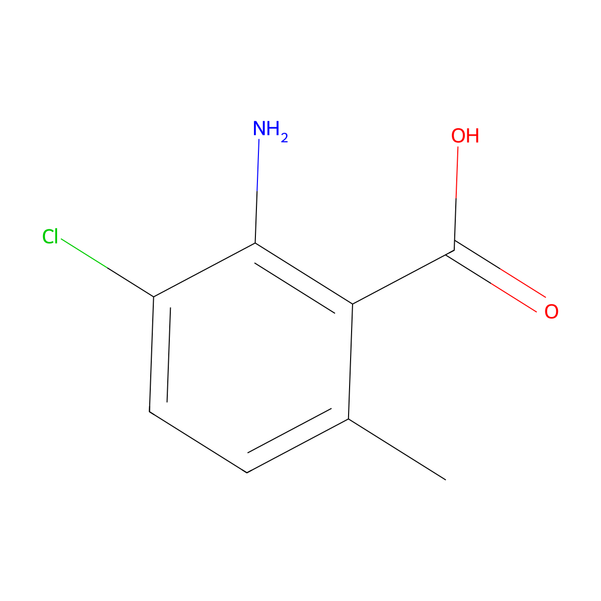 2-Amino-3-chloro-6-methylbenzoic acid molecular structure, CAS 72618-63-4
