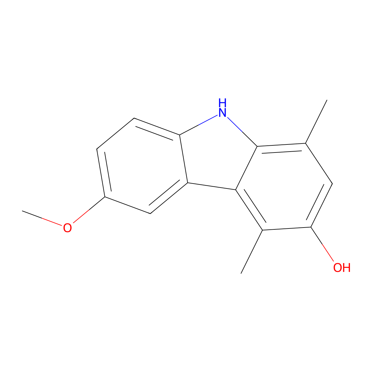 6-methoxy-1,4-dimethyl-9H-carbazol-3-ol molecular structure, CAS 726181-22-2