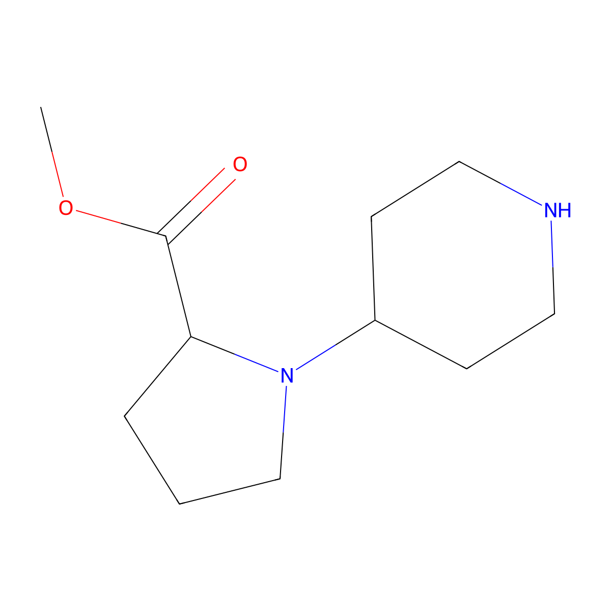 Methyl 1-(piperidin-4-yl)pyrrolidine-2-carboxylate molecular structure, CAS 726185-38-2