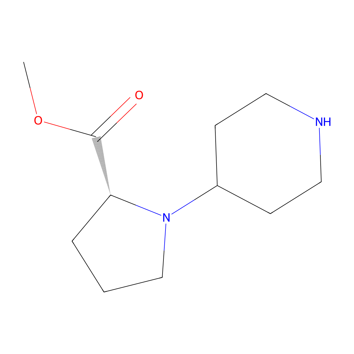 (R)-methyl 1-(piperidin-4-yl)pyrrolidine-2-carboxylate molecular structure, CAS 726185-39-3