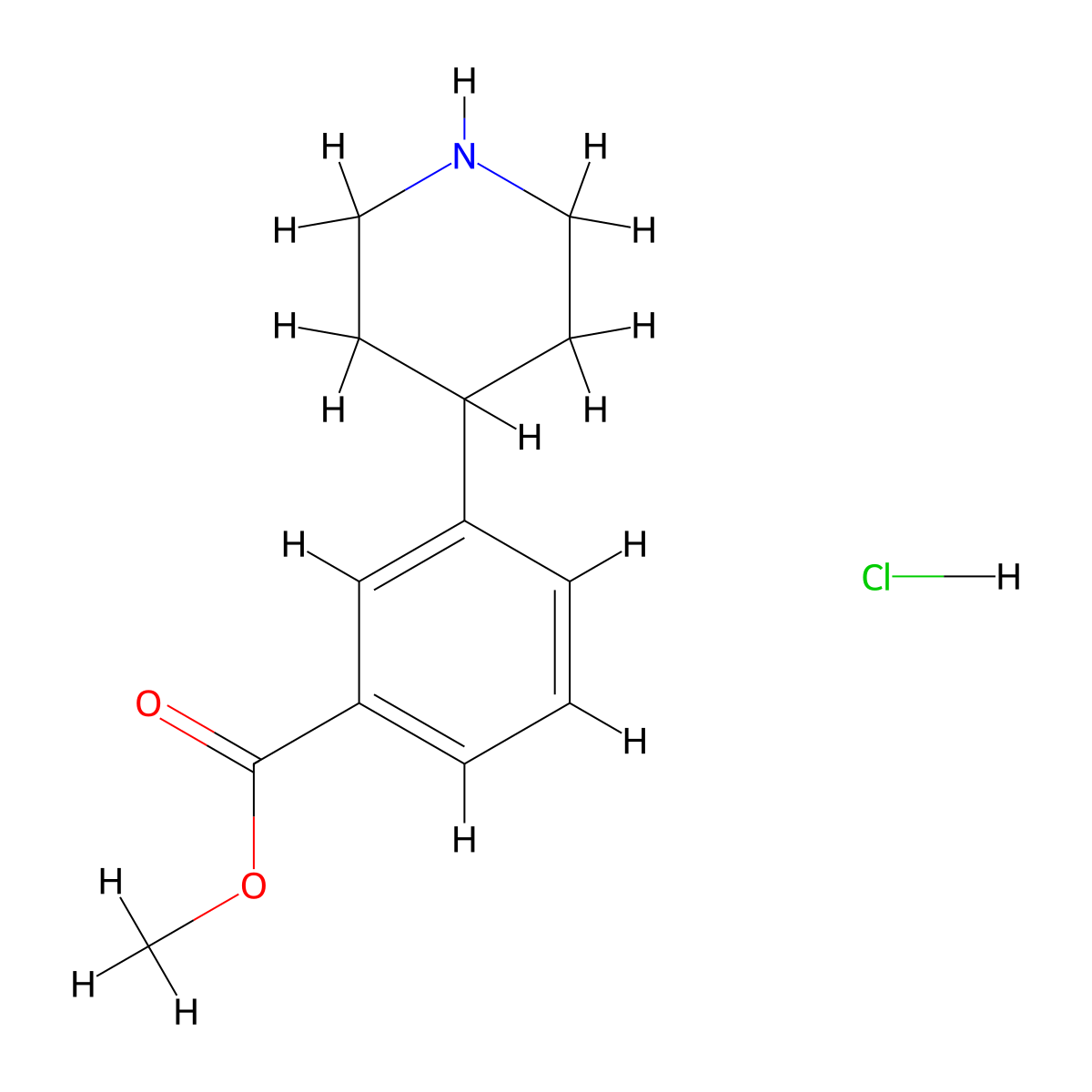 Methyl 3-(piperidin-4-yl)benzoate hydrochloride molecular structure, CAS 726185-54-2