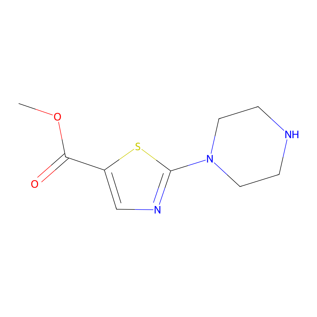 Methyl 2-(piperazin-1-yl)thiazole-5-carboxylate molecular structure, CAS 726185-68-8