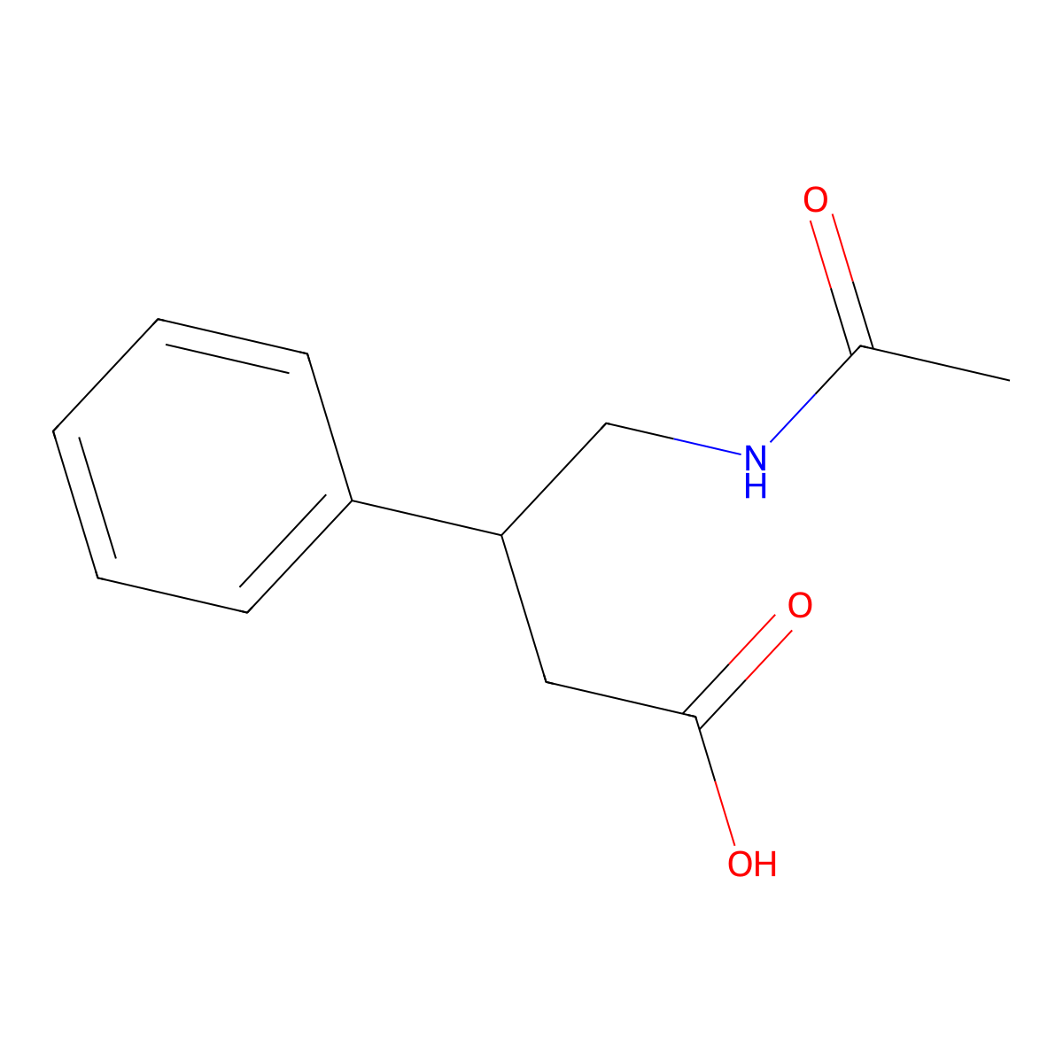 4-Acetamido-3-phenylbutanoic acid molecular structure, CAS 726186-28-3