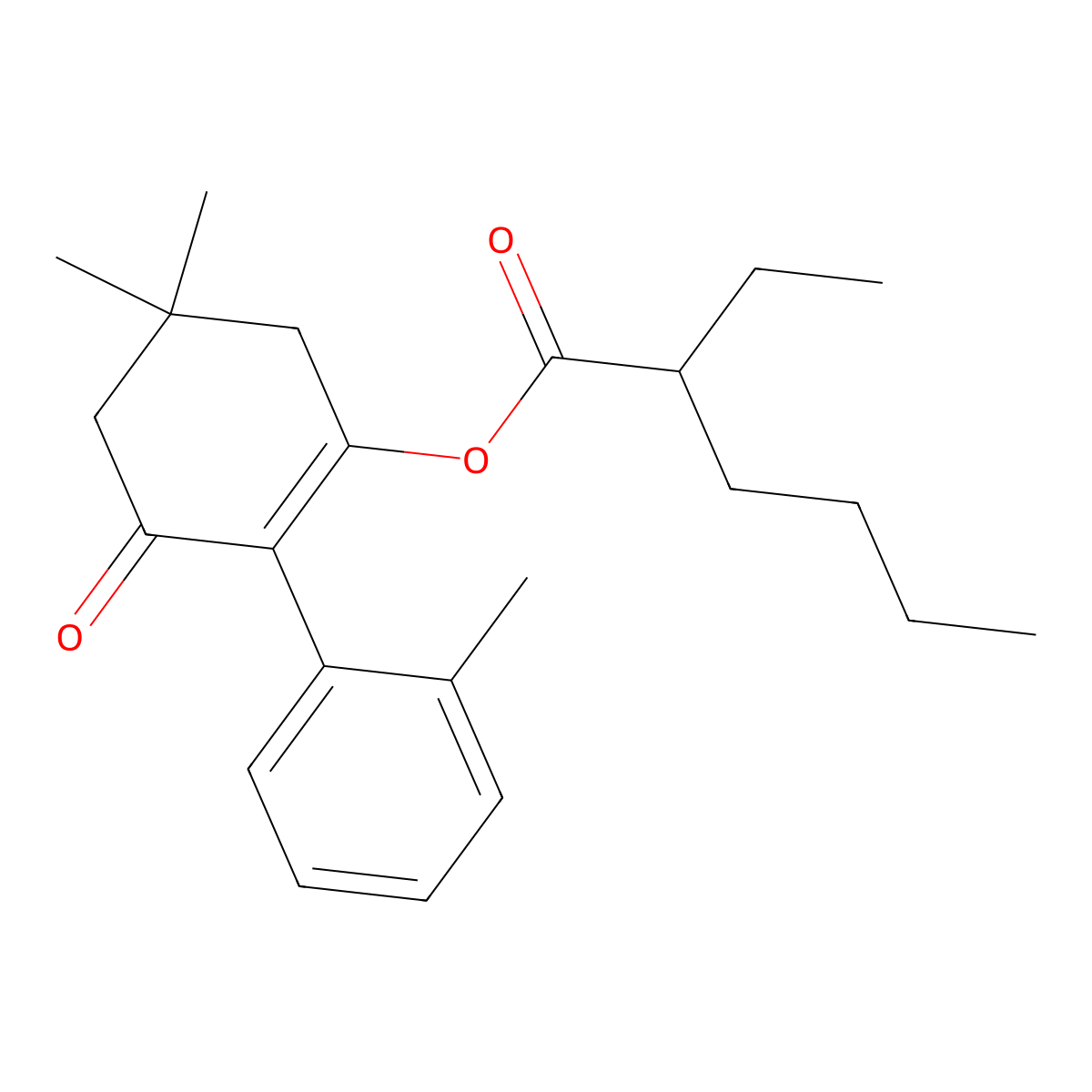 Hexanoic acid, 2-ethyl-, 5,5-dimethyl-2-(2-methylphenyl)-3-oxo-1-cyclohexen-1-yl ester molecular structure, CAS 72619-67-1