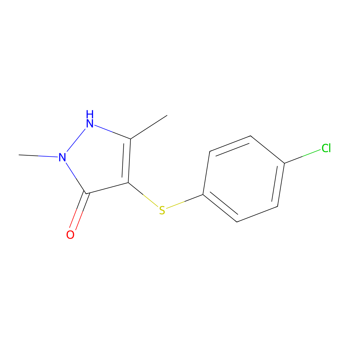 4-((4-Chlorophenyl)thio)-1,3-dimethyl-1H-pyrazol-5-ol molecular structure, CAS 72619-83-1