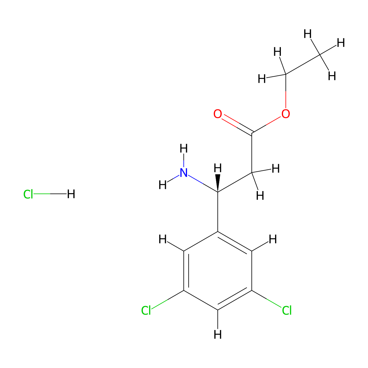 (R)-Ethyl 3-amino-3-(3,5-dichlorophenyl)propanoate hydrochloride molecular structure, CAS 726191-45-3