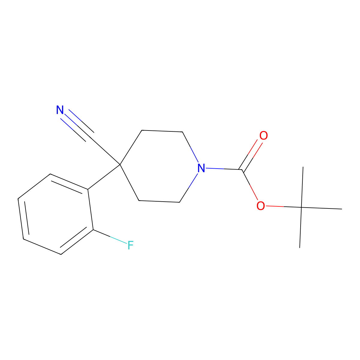 Tert-butyl 4-cyano-4-(2-fluorophenyl)piperidine-1-carboxylate molecular structure, CAS 726198-18-1