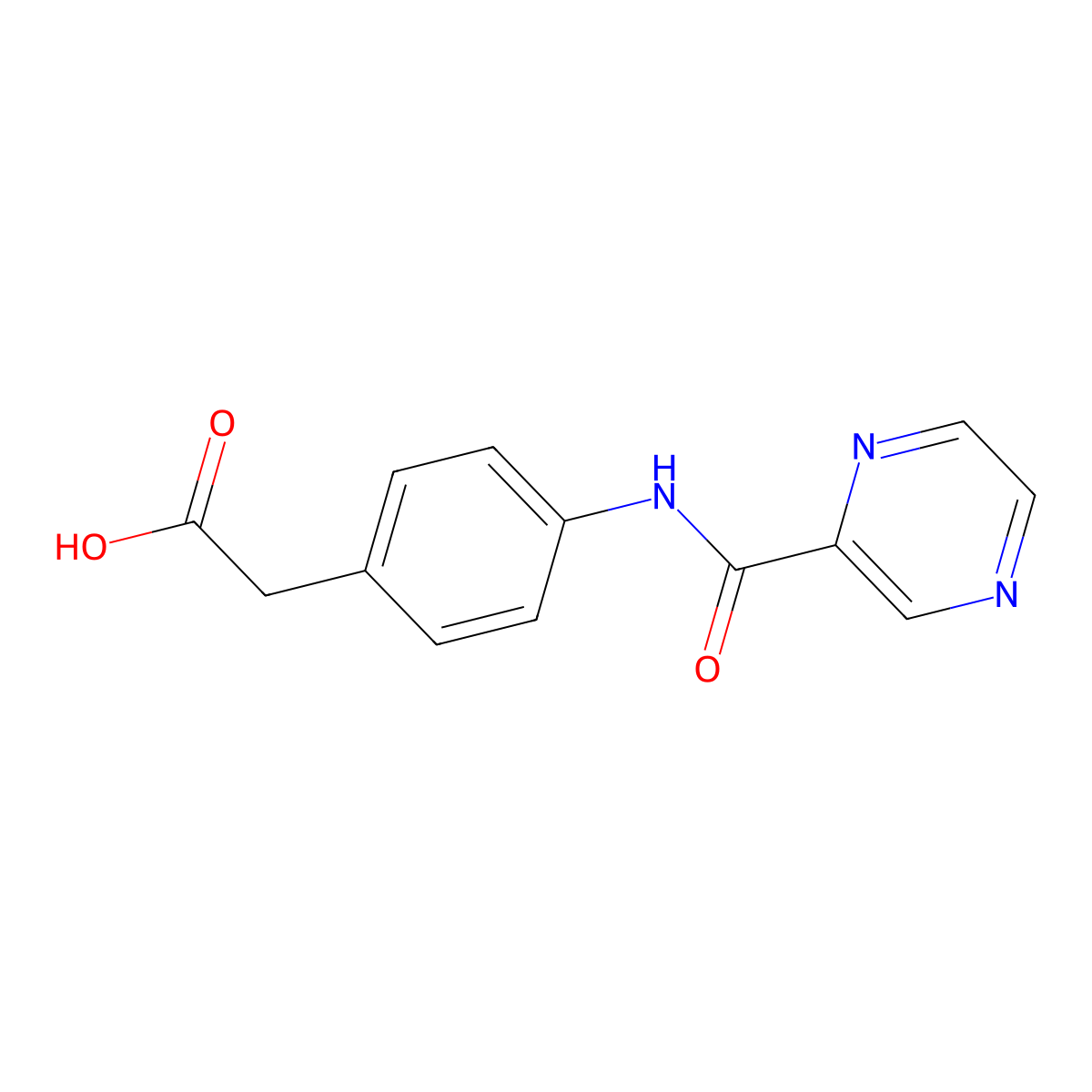 Benzeneacetic acid, 4-[(pyrazinylcarbonyl)amino]-(9CI) molecular structure, CAS 726198-29-4