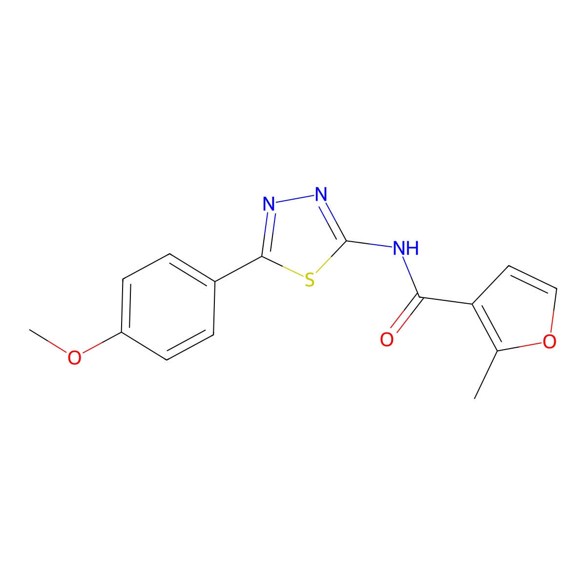 N-[5-(4-methoxyphenyl)-1,3,4-thiadiazol-2-yl]-2-methylfuran-3-carboxamide molecular structure, CAS 726198-33-0