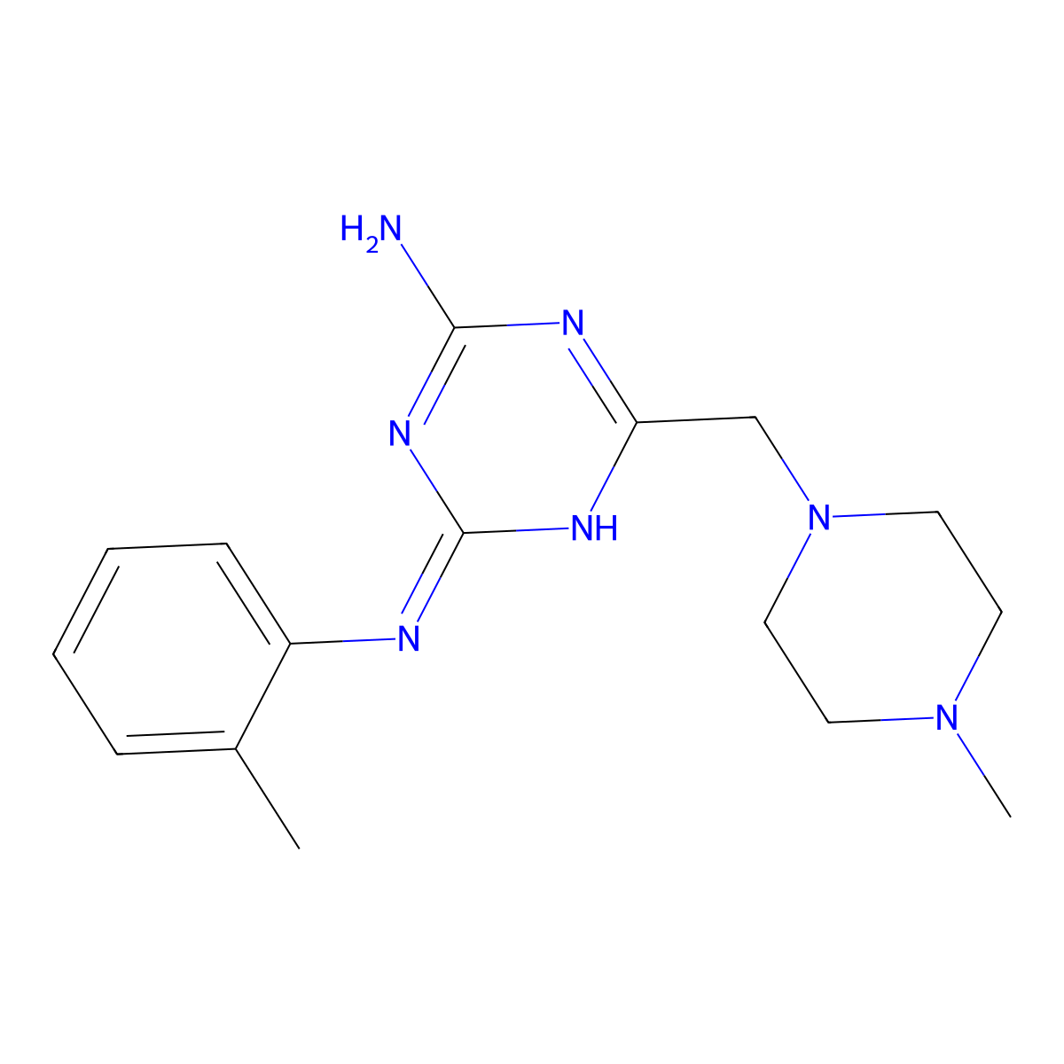 N-(2-methylphenyl)-6-[(4-methylpiperazin-1-yl)methyl]-1,3,5-triazine-2,4-diamine molecular structure, CAS 726198-57-8