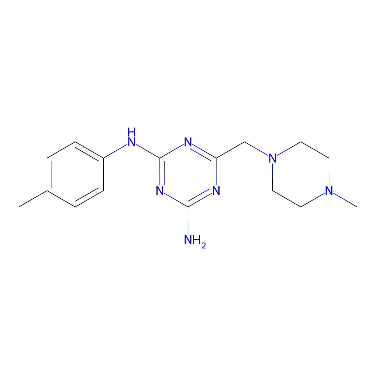 2-N-(4-methylphenyl)-6-[(4-methylpiperazin-1-yl)methyl]-1,3,5-triazine-2,4-diamine molecular structure, CAS 726198-58-9