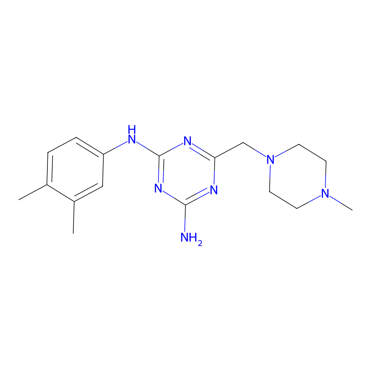 N-(3,4-dimethylphenyl)-6-[(4-methylpiperazin-1-yl)methyl]-1,3,5-triazine-2,4-diamine molecular structure, CAS 726198-60-3