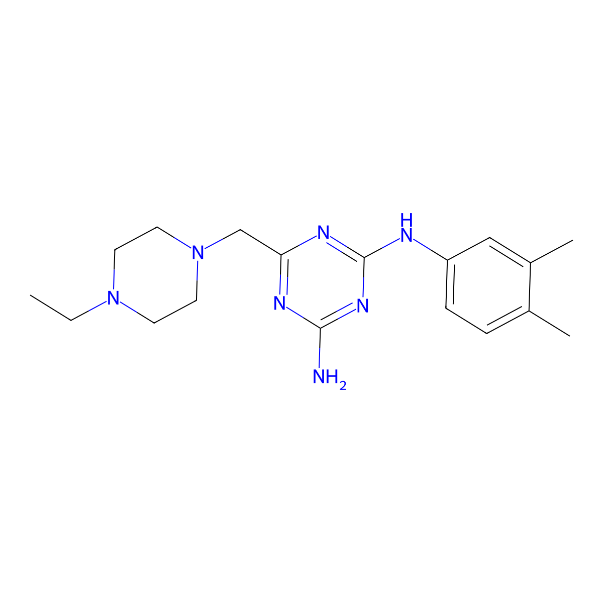 N-(3,4-dimethylphenyl)-6-[(4-ethylpiperazin-1-yl)methyl]-1,3,5-triazine-2,4-diamine molecular structure, CAS 726198-61-4