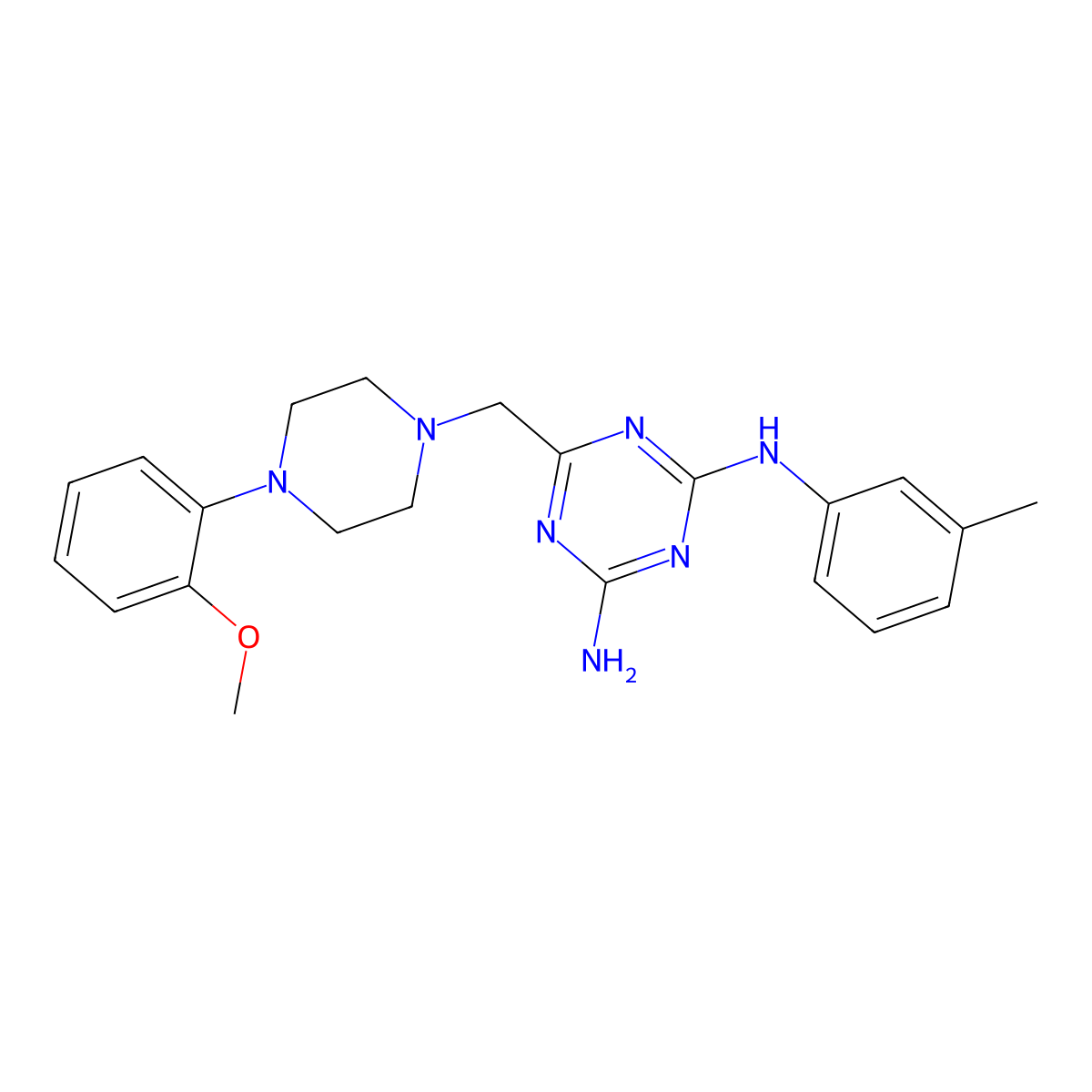 6-{[4-(2-methoxyphenyl)piperazin-1-yl]methyl}-N-(3-methylphenyl)-1,3,5-triazine-2,4-diamine molecular structure, CAS 726198-64-7
