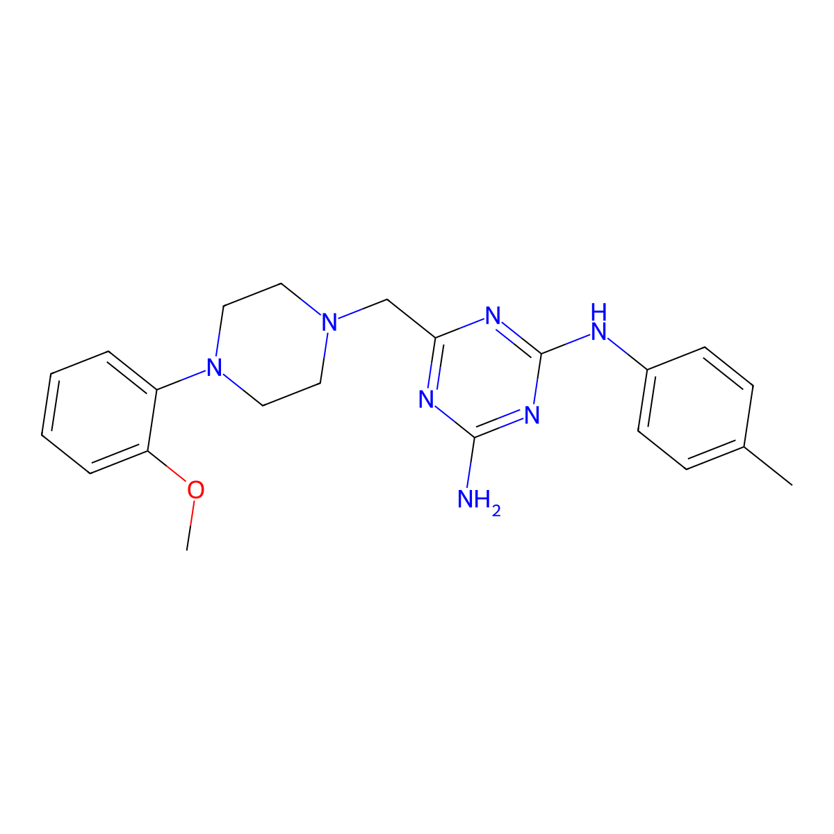 6-{[4-(2-methoxyphenyl)piperazin-1-yl]methyl}-N-(4-methylphenyl)-1,3,5-triazine-2,4-diamine molecular structure, CAS 726198-65-8