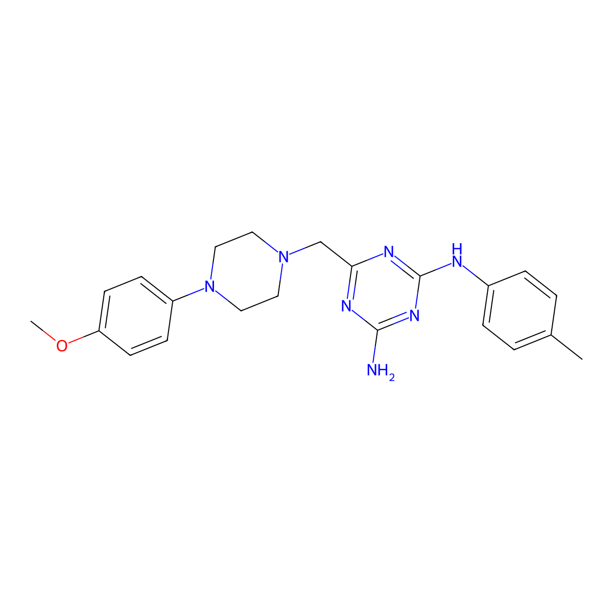 6-{[4-(4-methoxyphenyl)piperazin-1-yl]methyl}-N-(4-methylphenyl)-1,3,5-triazine-2,4-diamine molecular structure, CAS 726198-67-0