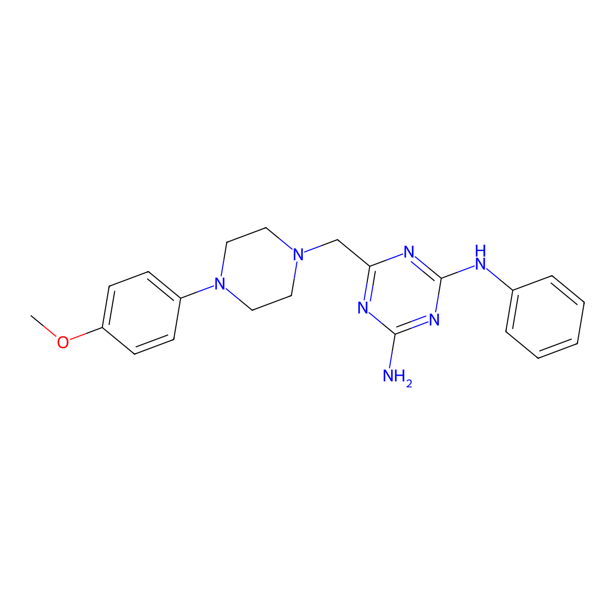 6-{[4-(4-methoxyphenyl)piperazin-1-yl]methyl}-N-phenyl-1,3,5-triazine-2,4-diamine molecular structure, CAS 726198-70-5